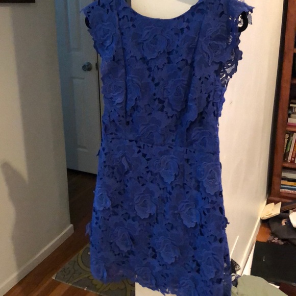 Royal blue floral lace dress - Picture 1 of 4